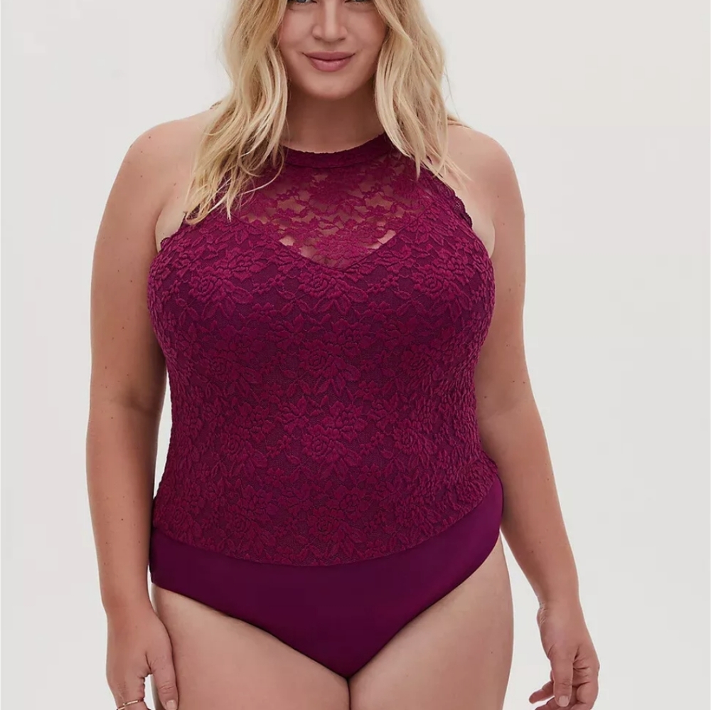 Torrid Burgandy Lace Bodysuit Size 4 - Picture 4 of 5